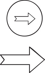 Black and white simple directional symbols with two arrows pointing right simple line circular frame