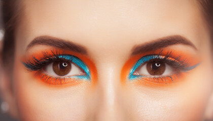 brown eyes with colorful eye shadow