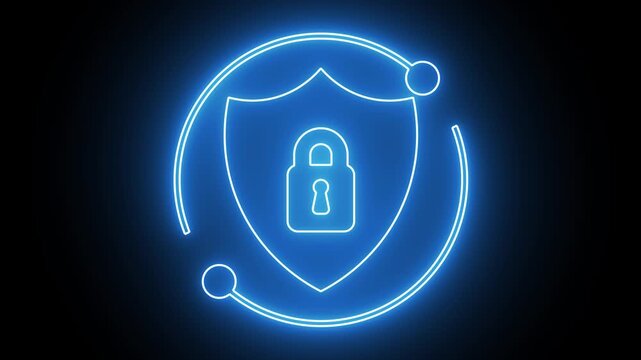 glowing neon lock animation icon security privacy password protection safety animated