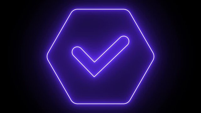 Glowing right mark icon animation with saber effects