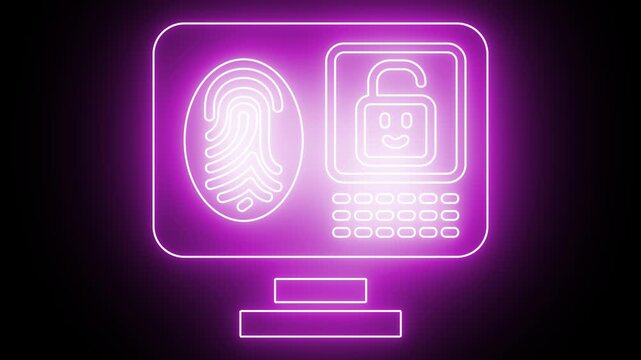 Digital security shield icon with lock icon neon lock data security icon Digital security shield icon with lock icon neon lock data security icon fast tracking map animation on black background