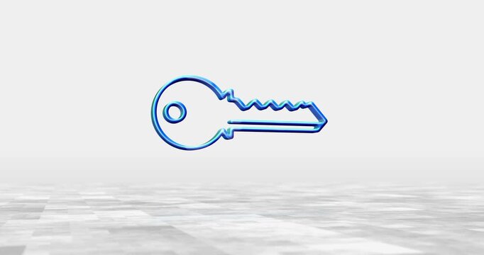 Cyber security key privacy protection 3d symbol plastic colour style animation