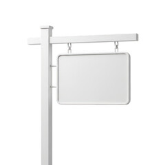 Obraz premium Modern blank sign mounted on a sturdy metal pole for outdoor advertising or information display isolated on transparent background