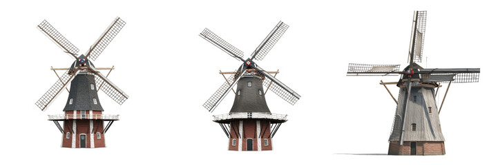 
Gemini said
Traditional Dutch Windmill Set Isolated on Transparent Background, Historic European Landmark PNG Collection