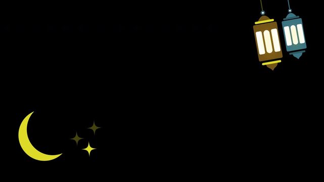 Ramadan lantern islamic background with alpha channel. Transparent ramadan design element animaton background. Motion graphics overlay. Ramadan template