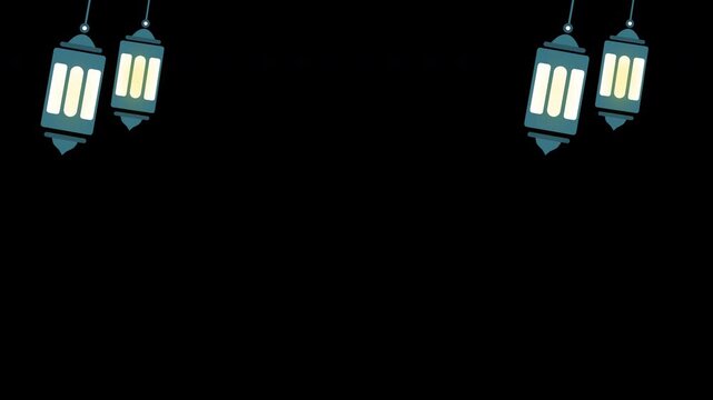 Ramadan lantern islamic background with alpha channel. Transparent ramadan design element animaton background. Motion graphics overlay. Ramadan template