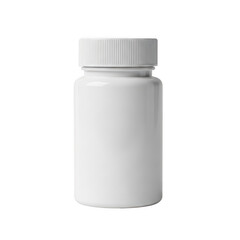 A small white plastic bottle with a child-resistant cap displayed against a plain background isolated on transparent background