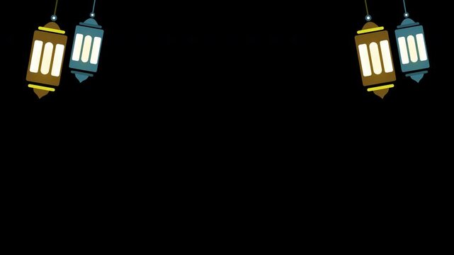 Ramadan lantern islamic background with alpha channel. Transparent ramadan design element animaton background. Motion graphics overlay. Ramadan template