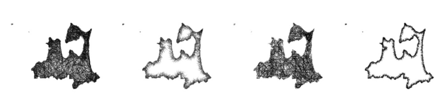 Sketch Aomori outline map design set
