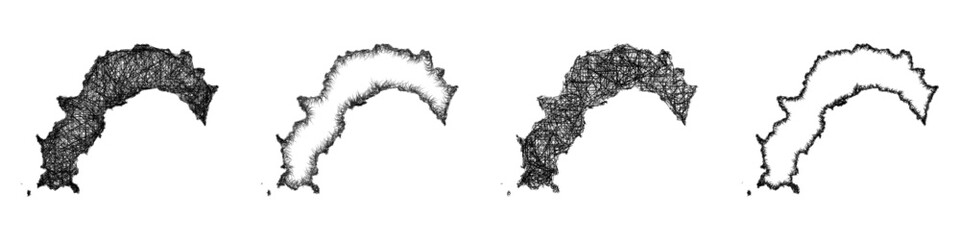 Obraz premium Sketch Kochi outline map design set