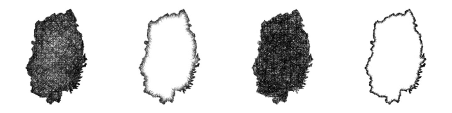 Sketch Iwate outline map design set