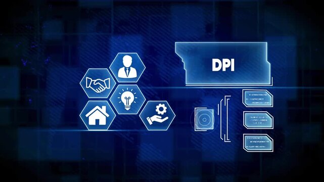 Digital data processing information concept with DPI acronym and abstract technology background image