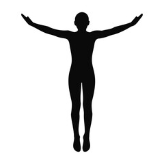Silhouette of Human Figure with Open Arms for Freedom and Success Concept