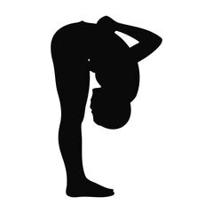Yoga Silhouette Standing Forward Fold Pose Flexible Body Stretch Exercise