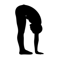 Yoga Standing Forward Fold Silhouette Uttanasana Pose Isolated on White
