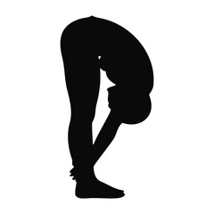 Silhouette of Woman in Standing Forward Fold Yoga Pose Uttanasana