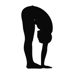 Yoga Silhouette Standing Forward Fold Pose Uttanasana Stretching Exercise