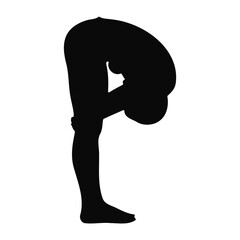 Silhouette of Person in Standing Forward Fold Yoga Pose Uttanasana