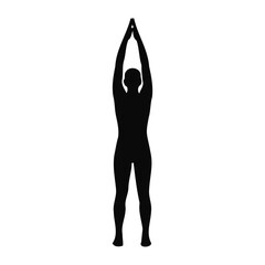 Yoga Silhouette Upward Salute Pose Isolated on White Background