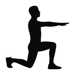 Silhouette of Man Doing Lunge Exercise Workout Fitness Training