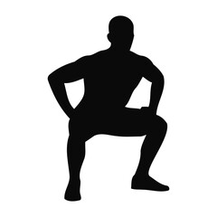 Man Squatting Silhouette Fitness Exercise Workout Icon Isolated on White
