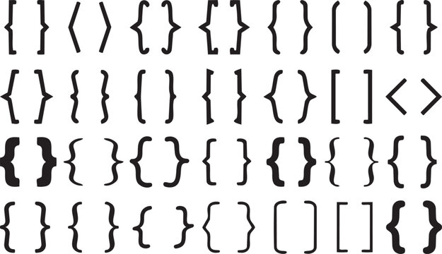 Syntax Symbol Variations: An array of stylized syntax symbols, meticulously arranged, representing an essential element of programming languages and symbolic representation.