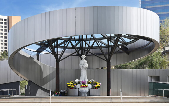 GARDEN GROVE, CALIFORNIA - 06 FEB 2026: The Our Lady of La Vang Memorial at Christ Cathedral.