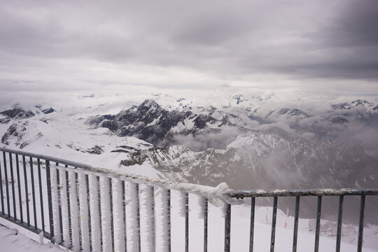 Another onset of winter in May, panorama from the summit station of the Nebelhorn, 2224m, to H&ouml;fats, 2259m, Allg&auml;u Alps, Allg&auml;u, Bavaria, Germany