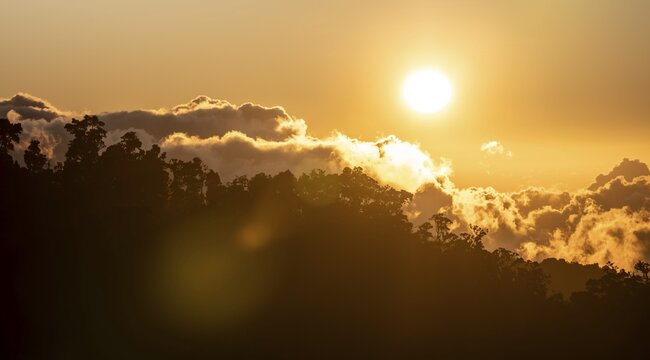 Evening mood, clouds over cloud forest, mountain rainforest, Parque Nacional Los Quetzales, Costa Rica