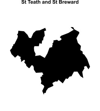 St Teath and St Breward (England) blank outline map
