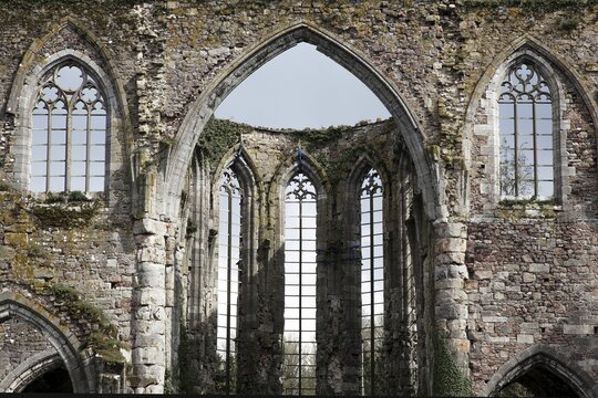 Ruins of the former abbey of Aulne, Abbay d'Aulne, near Thuin, province of Hainaut, Belgium