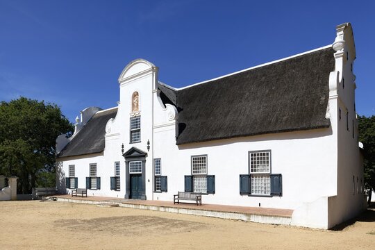 Groot Constantia Wine Estate historic building in Dutch architectural style, Cape Town, South Africa