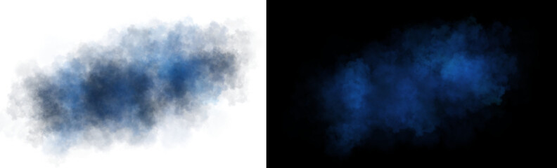 Obraz premium Blue and black smoke or mist cloud isolated on transparent background for artistic and creative design