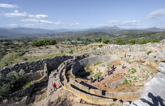 Grave circle A, shaft grave circle A, grave circle A or grave circle A, royal cemetery, citadel with walls, Mycenae, Greek archaeological site, Peloponnese, Greece