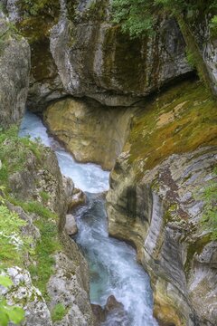Narrows of the river at the Velika korita Soče (Great Soča Troughs), Bovec municipality, Slovenia
