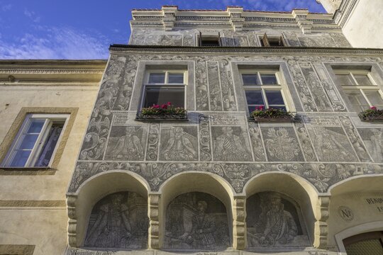 Sgraffito House, Slavonice, Jihočesk&yacute; kraj, Czech Republic