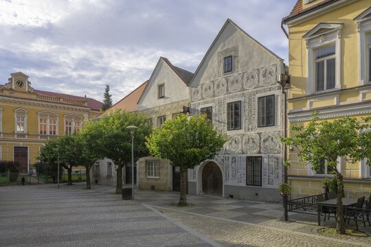 Historical Old Town with Sgraffito House, Slavonice, Jihočesk&yacute; kraj, Czech Republic