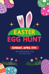 Easter Egg Hunt Poster Template with Colorful Eggs, Holiday Event Flyer Design