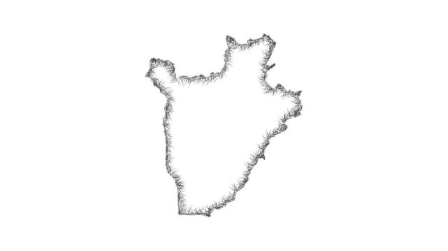 Sketch Burundi outline map animation - smooth progressive reveal
