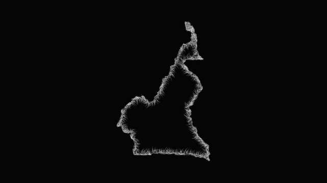 Sketch Cameroon outline map animation - smooth progressive reveal