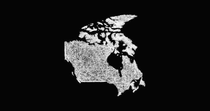 Sketch Canada outline map animation - smooth progressive reveal