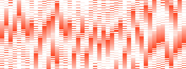 Trendy abstract geometric brutalism striped linear pattern, Dynamic gradient horizontal equalizer transition and rhythm frequency, Monochrome soundwave ornament, Unique graphic vector banner