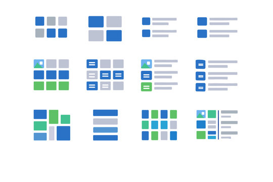 Vector text spacious layout generation list image icon only grid simple thumbnails