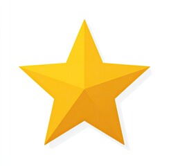 Obraz premium A bright golden five-pointed star with a subtle shadow against a plain white background