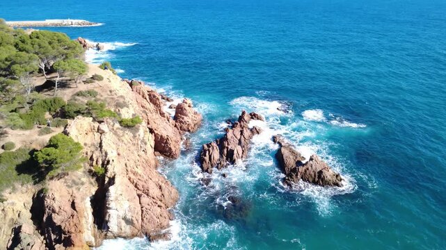 Aerial View of La Conca Beach in Platja d&rsquo;Aro Costa Brava Spain