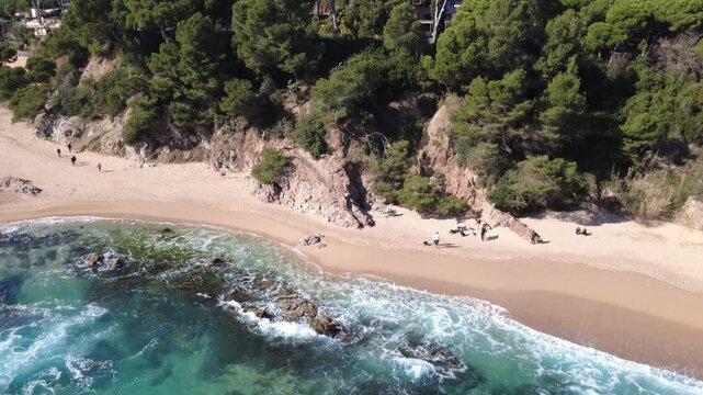 Aerial View of La Conca Beach in Platja d&rsquo;Aro Costa Brava Spain