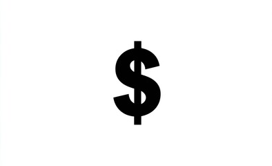 Fototapeta premium A stark black dollar sign, centered on a pristine white background