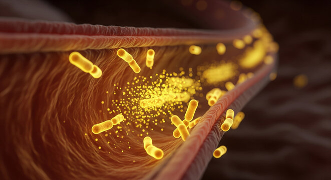 Probiotics synthesize nutrients and release vitamin particles in the human gut for absorption