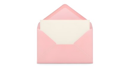 Pastel Pink And Ivory Envelope With Card Isolated Professional Mockup For Wedding, Event, And Creative Stationery
