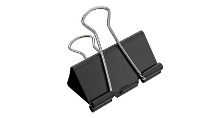 1. Black Binder Clip Isolated White Background Office Supply Stationery Item For Holding Papers And Document Organization